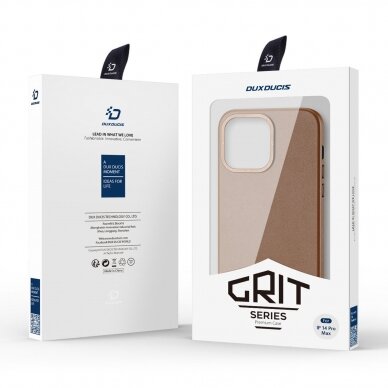 Dėklas Dux Ducis Grit Leather Case for iPhone 14 Pro Max Rudas 4