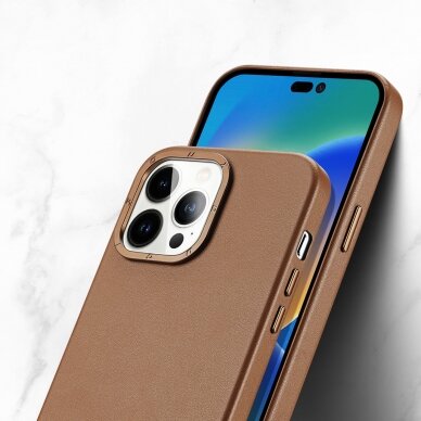 Dėklas Dux Ducis Grit Leather Case for iPhone 14 Pro Max Rudas 7