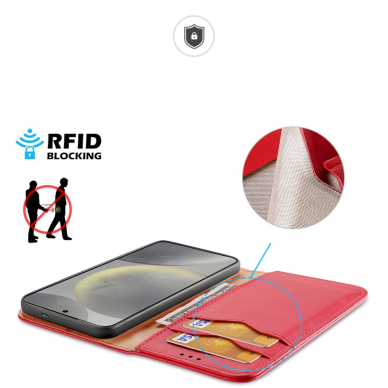 Dėklas Dux Ducis Hivo case with flap and RFID blocker for Samsung Galaxy S24 - Raudonas 2