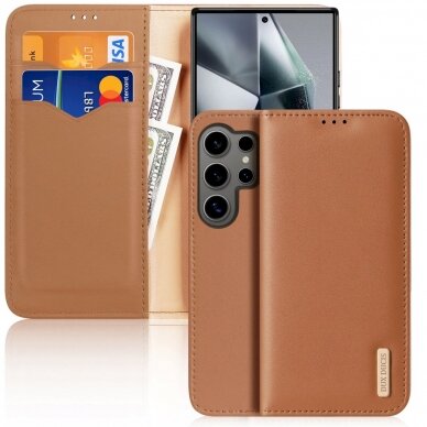 Dėklas Dux Ducis Hivo case with flap and RFID blocker for Samsung Galaxy S24 Ultra - Rudas