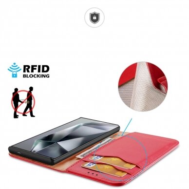 Dėklas Dux Ducis Hivo case with flap and RFID blocker for Samsung S24 Ultra - Raudonas 2