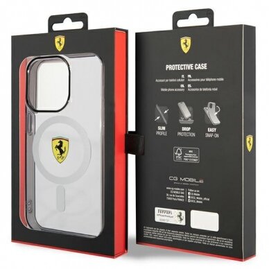 Dėklas Ferrari Outline Magsafe FEHMP14LURKT iPhone 14 Pro Permatomas 7