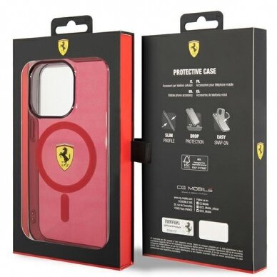 Dėklas Ferrari Translucent Magsafe FEHMP14LUKR iPhone 14 Pro Raudonas 7