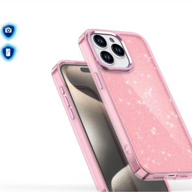 Dėklas Glitter iPhone 16 Pro - pink with glitter 1