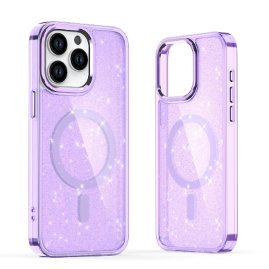 Dėklas Glitter MagSafe iPhone 16 Pro Max - violetinis