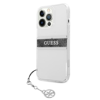 Dėklas Guess 4G Grey Strap Charm GUHCP13LKB4GGR iPhone 13 Pro permatomas 1