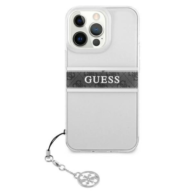 Dėklas Guess 4G Grey Strap Charm GUHCP13LKB4GGR iPhone 13 Pro permatomas 2