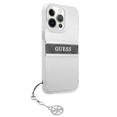 Dėklas Guess 4G Grey Strap Charm GUHCP13LKB4GGR iPhone 13 Pro permatomas 3