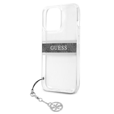 Dėklas Guess 4G Grey Strap Charm GUHCP13LKB4GGR iPhone 13 Pro permatomas 5