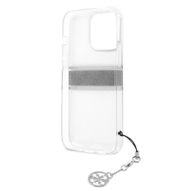 Dėklas Guess 4G Grey Strap Charm GUHCP13LKB4GGR iPhone 13 Pro permatomas 6