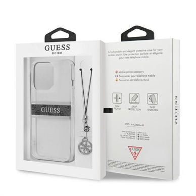 Dėklas Guess 4G Grey Strap Charm GUHCP13LKB4GGR iPhone 13 Pro permatomas 7