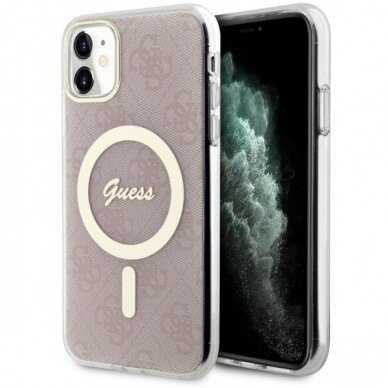 Dėklas Guess 4G MagSafe GUHMN61H4STP iPhone 11 Rožinis