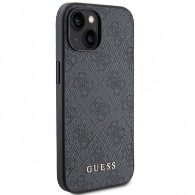 Dėklas Guess 4G Metal Auksinis Logo   iPhone 15 - Pilkas 3