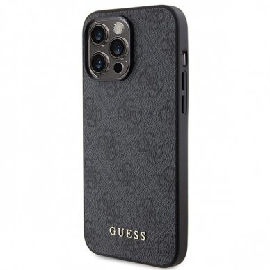 Dėklas Guess 4G Metal Auksinis Logo   iPhone 15 Pro Max - Pilkas 1