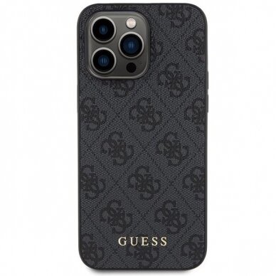 Dėklas Guess 4G Metal Auksinis Logo   iPhone 15 Pro Max - Pilkas 2