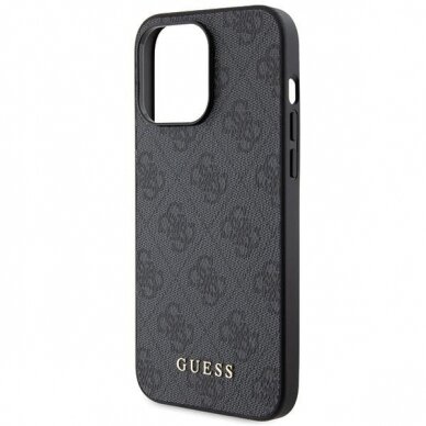 Dėklas Guess 4G Metal Auksinis Logo   iPhone 15 Pro Max - Pilkas 5