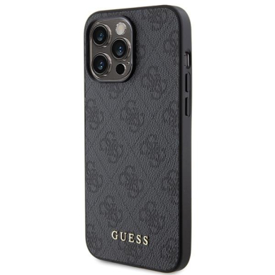 Dėklas Guess 4G Metal Auksinis Logo   iPhone 15 Pro - Pilkas 1