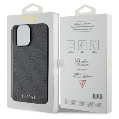 Dėklas Guess 4G Metal Auksinis Logo   iPhone 15 Pro - Pilkas 7