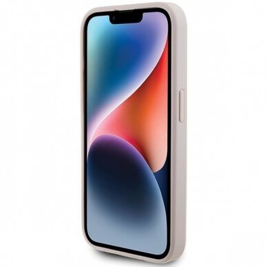 Dėklas Guess 4G Metal Auksinis Logo   iPhone 15 Pro - Rožinis 4