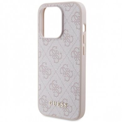 Dėklas Guess 4G Metal Auksinis Logo   iPhone 15 Pro - Rožinis 5