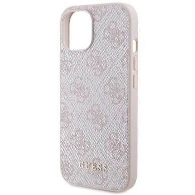 Dėklas Guess 4G Metal Auksinis Logo   iPhone 15 - Rožinis 5