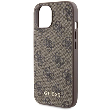 Dėklas Guess 4G Metal Auksinis Logo   iPhone 15 - Rudas 5