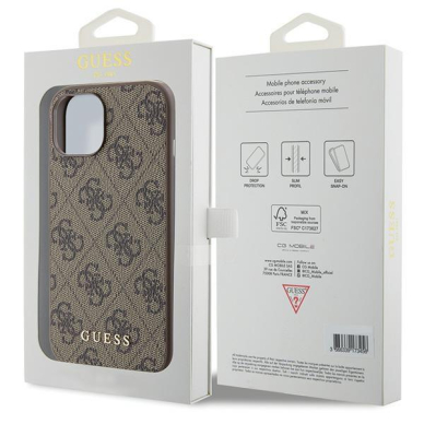 Dėklas Guess 4G Metal Auksinis Logo   iPhone 15 - Rudas 7