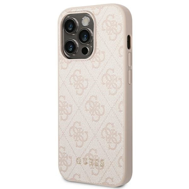 Dėklas Guess 4G Metal Gold Logo GUHCP14LG4GFPI iPhone 14 Pro Rožinis 1