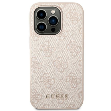 Dėklas Guess 4G Metal Gold Logo GUHCP14LG4GFPI iPhone 14 Pro Rožinis 2