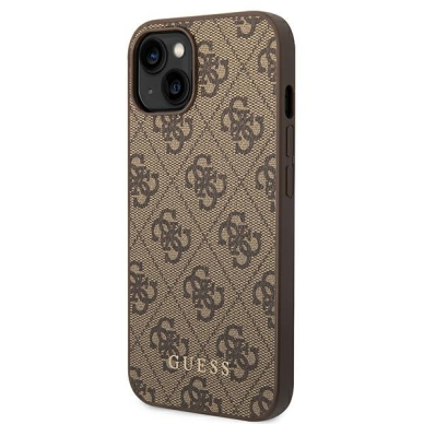 Dėklas Guess 4G Metal Gold Logo GUHCP14MG4GFBR iPhone 14 Plus Rudas 1