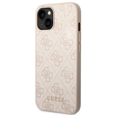 Dėklas Guess 4G Metal Gold Logo GUHCP14MG4GFPI iPhone 14 Plus Rožinis 1