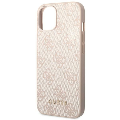 Dėklas Guess 4G Metal Gold Logo GUHCP14MG4GFPI iPhone 14 Plus Rožinis 6