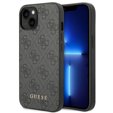 Dėklas Guess 4G Metal Gold Logo GUHCP14SG4GFGR iPhone 14 Pilkas