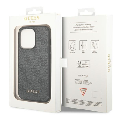 Dėklas Guess 4G Metal Gold Logo GUHCP14XG4GFGR iPhone 14 Pro Max Pilkas 4