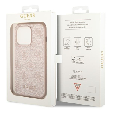 Dėklas Guess 4G Metal Gold Logo GUHCP14XG4GFPI iPhone 14 Pro Max Rožinis 4