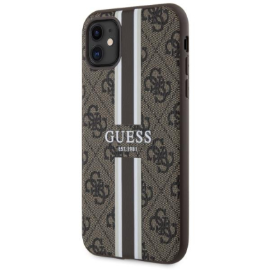 Dėklas Guess 4G Printed Stripes MagSafe GUHMN61P4RPSW iPhone 11 / Xr Rudas 1