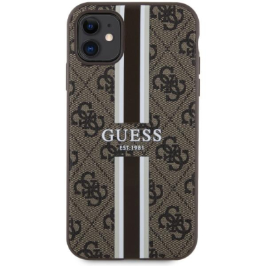 Dėklas Guess 4G Printed Stripes MagSafe GUHMN61P4RPSW iPhone 11 / Xr Rudas 2