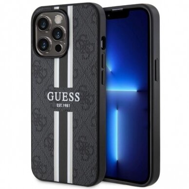 Dėklas Guess 4G Printed Stripes MagSafe GUHMP13XP4RPSK iPhone 13 Pro Max Juodas