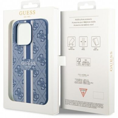 Dėklas Guess 4G Printed Stripes MagSafe GUHMP14LP4RPSB iPhone 14 Pro Mėlynas 7