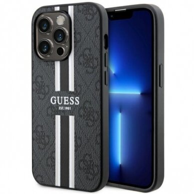 Dėklas Guess 4G Printed Stripes MagSafe GUHMP14LP4RPSK iPhone 14 Pro Juodas