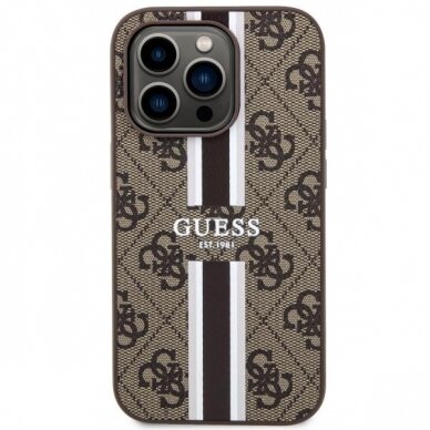 Dėklas Guess 4G Printed Stripes MagSafe GUHMP14LP4RPSW iPhone 14 Pro Rudas 2