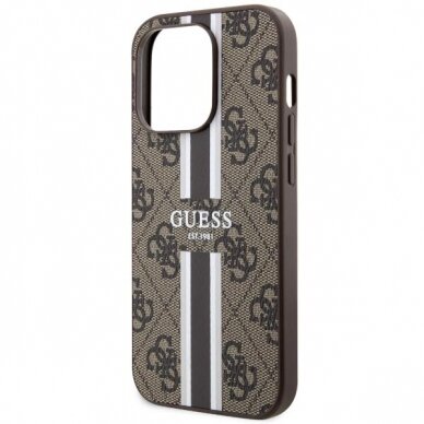 Dėklas Guess 4G Printed Stripes MagSafe GUHMP14LP4RPSW iPhone 14 Pro Rudas 5