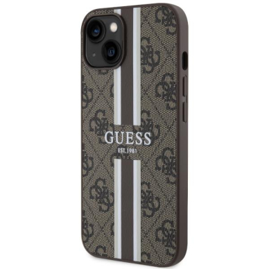 Dėklas Guess 4G Printed Stripes MagSafe GUHMP14MP4RPSW iPhone 14 Plus Rudas 1