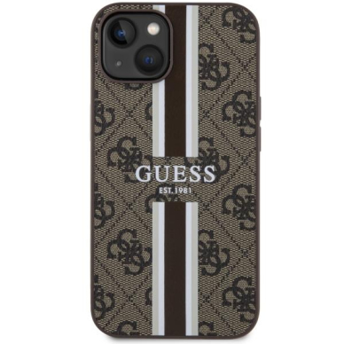 Dėklas Guess 4G Printed Stripes MagSafe GUHMP14MP4RPSW iPhone 14 Plus Rudas 2