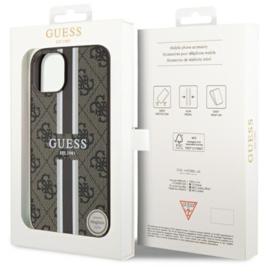 Dėklas Guess 4G Printed Stripes MagSafe GUHMP14MP4RPSW iPhone 14 Plus Rudas 7