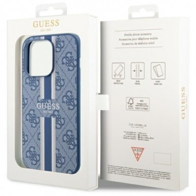 Dėklas Guess 4G Printed Stripes MagSafe GUHMP14XP4RPSB iPhone 14 Pro Max Mėlynas 7