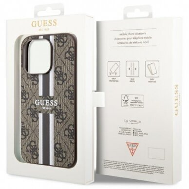 Akcija! Dėklas Guess 4G Printed Stripes MagSafe GUHMP14XP4RPSW iPhone 14 Pro Max Rudas 7