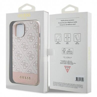 Dėklas Guess 4G Stripe Collection case for iPhone 15 / 14 / 13 - Rožinis 7