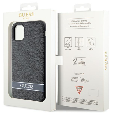 Dėklas Guess 4G Stripe GUHCN61P4SNK iPhone 11 / Xr Pilkas 7