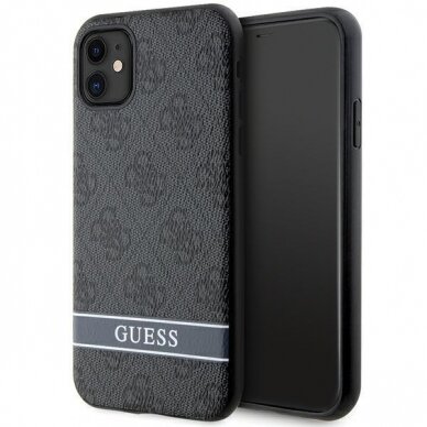 Dėklas Guess 4G Stripe GUHCN61P4SNK iPhone 11 / Xr Pilkas